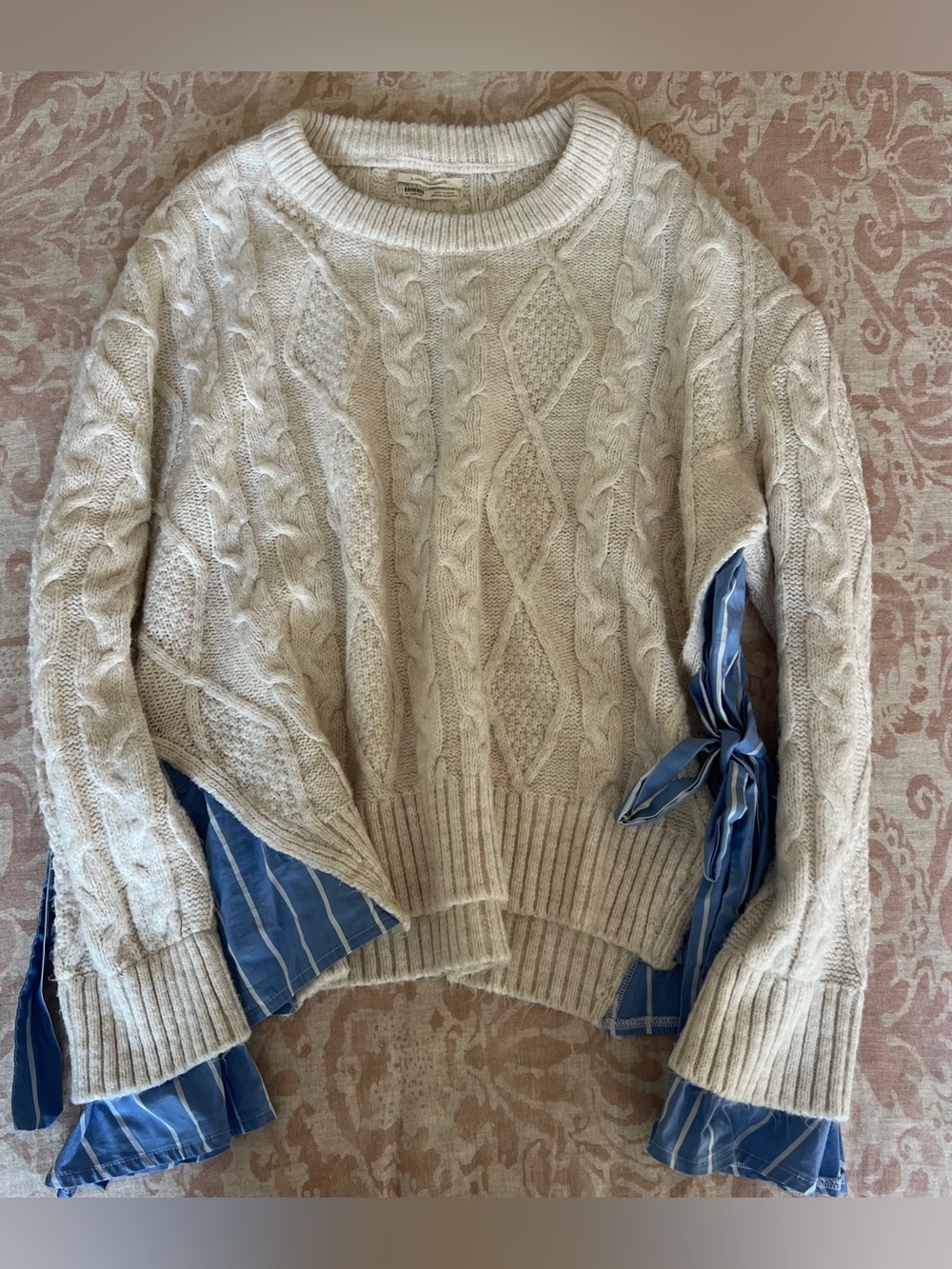 By Anthropologie Cable Twofer Tie Sweater
